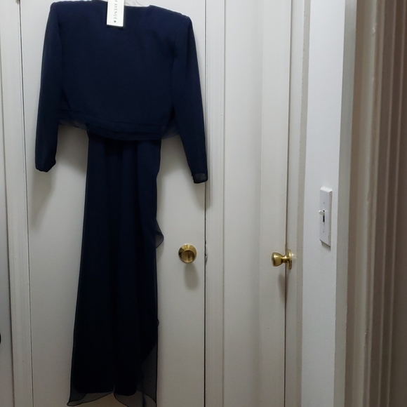 Vintage Navy Gown Formal Wedding Dress Saks - Picture 5 of 12